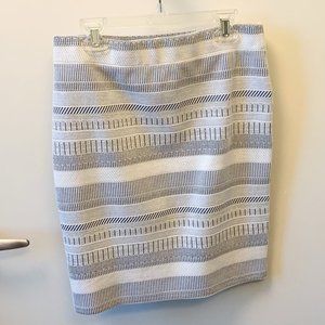 LOFT Petite Summer Blue White Striped Jacquard Shift Skirt - XS Petite
